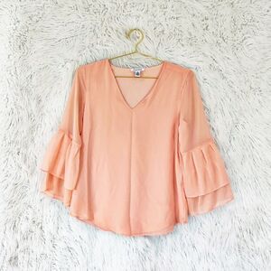 CALVIN Klein double bell sleeve v-neck blouse
